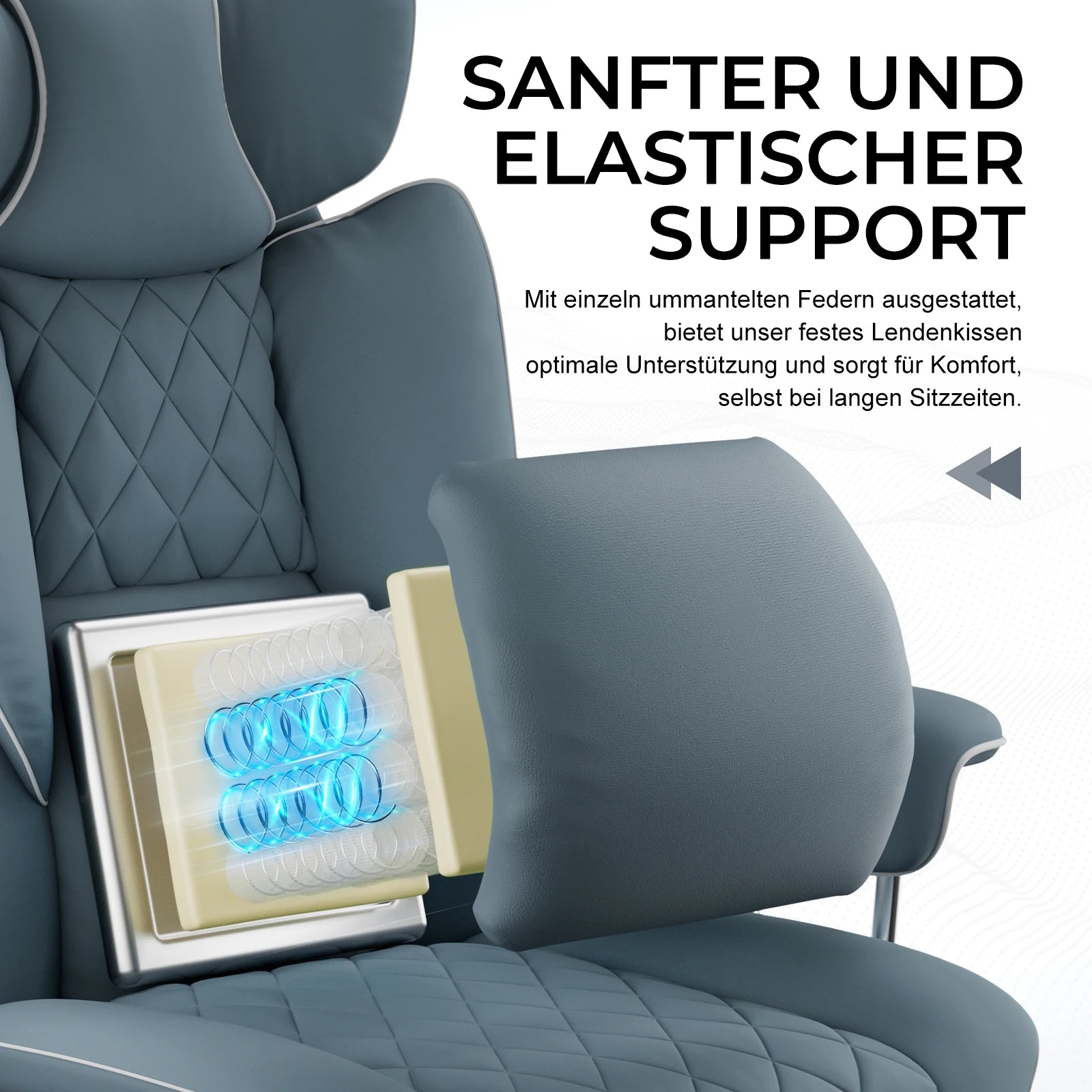 GTPLAYER Gaming chair office chair with pocket spring lumbar support, ergonomic and comfortable wide office computer chair