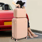 14 Inch & 24 Inch Combo Luggage, Small and Large Suitcases, Hard Shell Carry-on Luggage, Spinner Luggage with Cosmetic Carry On Bag, Lightweight Wear-resistant Luggage for Business and Holiday Travel, Pink