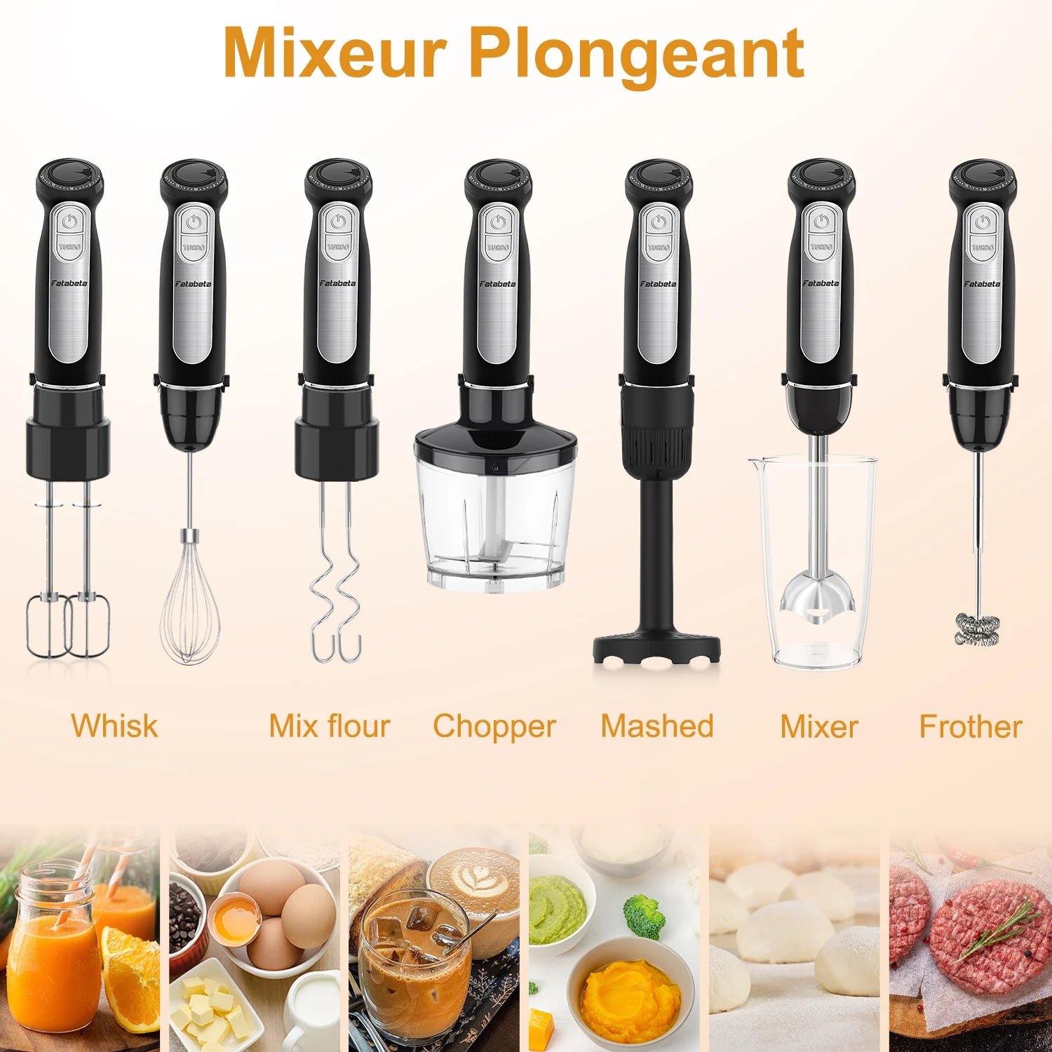 1500W 9-in-1 Immersion Hand Blender, 21 Speeds & Turbo, Includes Whisk, Chopper, Milk Frother & Masher for Blending, Pureeing Secondary image