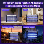 UV Mosquito Killer Lamp, Electric Insect Trap ,Quiet & Energy Saving, Wall Mount or Stand, Covers 10-150m² for Indoor O