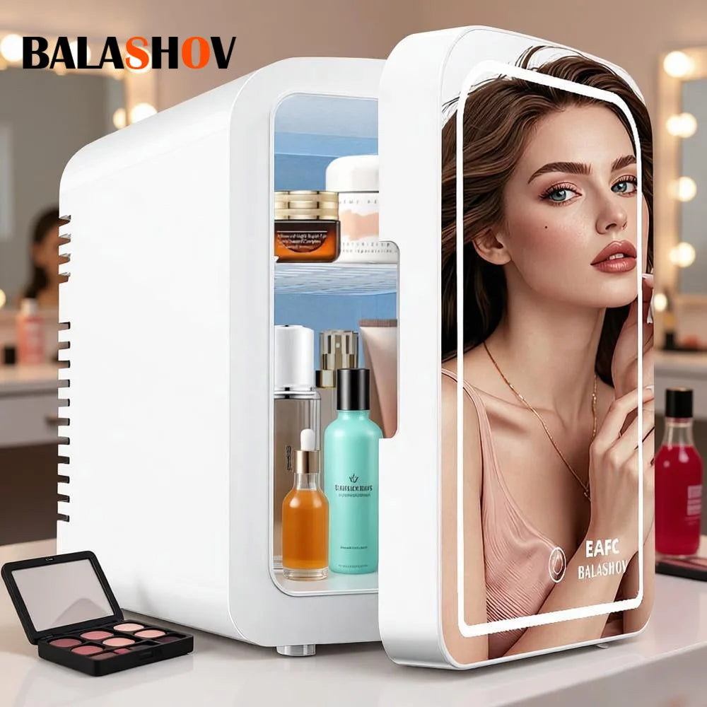 Mirror Car Refrigerator Home Small Fridge Mask For Makeup Cosmetics Home Refrigerator Cooling With LED Light Refrigerator For Makeup 4L/6L EU Image principale du produit