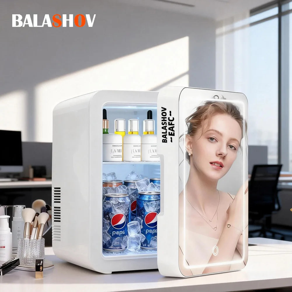 Mini Refrigerator Cosmetics Dormitory Cooler 4L Multifunction Fridge Picnic Camping for Home Car Small Portable Fridge Mirror