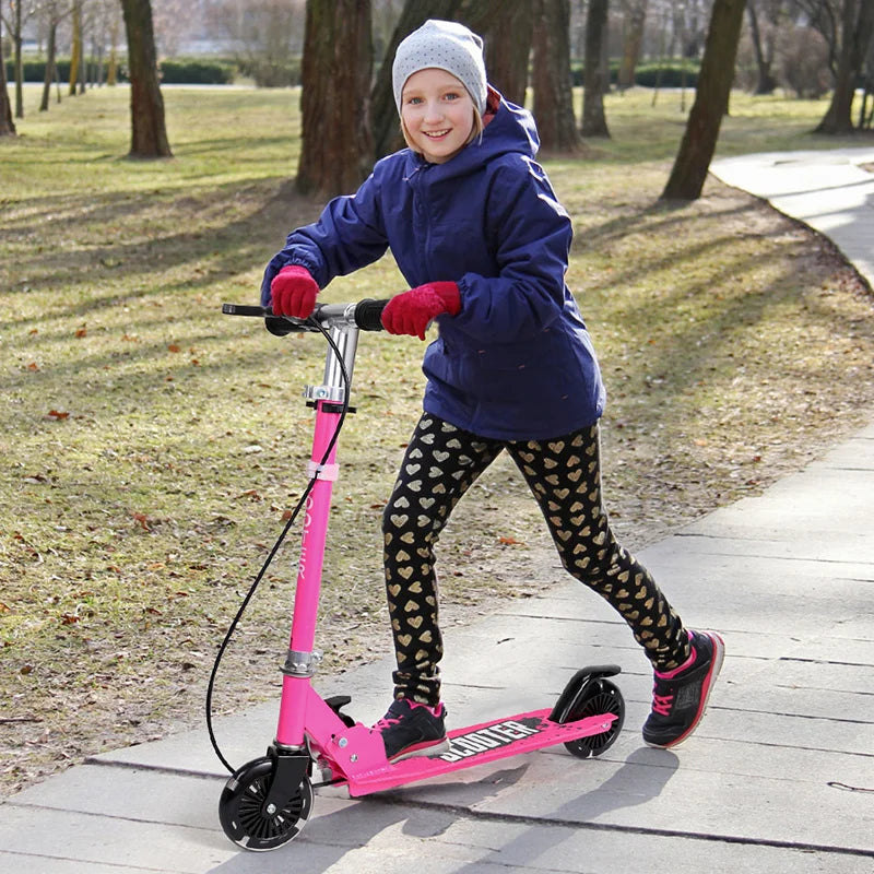 Kids E-Scooter with LED Lights & Easy Fold Foldable Kids Swing Scooter,Tri Slider Speeder Push Scooter with Adjustable Handle