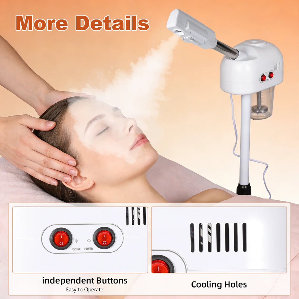 700ml 800W  2-in-1 Ozone Facial Steamer Facial hydrating Device Dense Mist Quick Misting High Capacity Rotatable Nozzle for Salon Beauty Spa