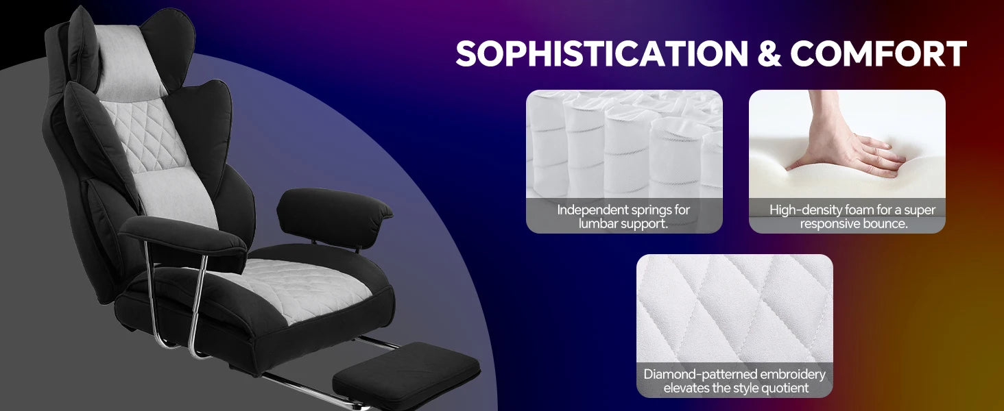 GTPLAYER Gaming chair office chair with pocket spring lumbar support, ergonomic and comfortable wide office computer chair