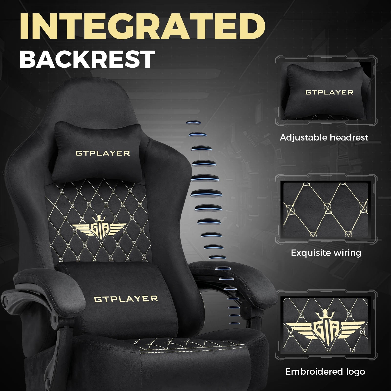 GTPLAYER Gaming chair fabric Gaming Chair Ergonomic office boot PC chair, Adjustable and Rotatable Desk Chair