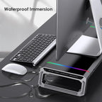 Aluminum RGB Monitor Stand Riser Bracket with 4 USB Ports Desk Organizer All-In-One Computer Laptop Height Stand Holder