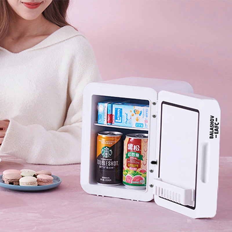 Mini Refrigerator Cosmetics Dormitory Cooler 4L Multifunction Fridge Picnic Camping for Home Car Small Portable Fridge Mirror
