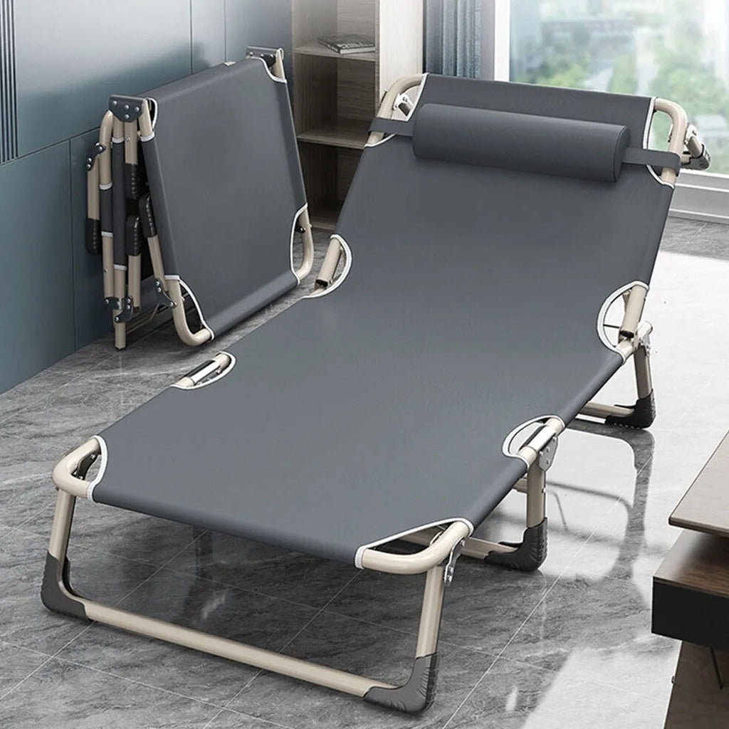 Folding bed for camping and travel, sturdy, foldable, lightweight, for adults, with mattress