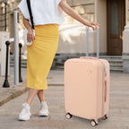 14 Inch & 24 Inch Combo Luggage, Small and Large Suitcases, Hard Shell Carry-on Luggage, Spinner Luggage with Cosmetic Carry On Bag, Lightweight Wear-resistant Luggage for Business and Holiday Travel, Pink