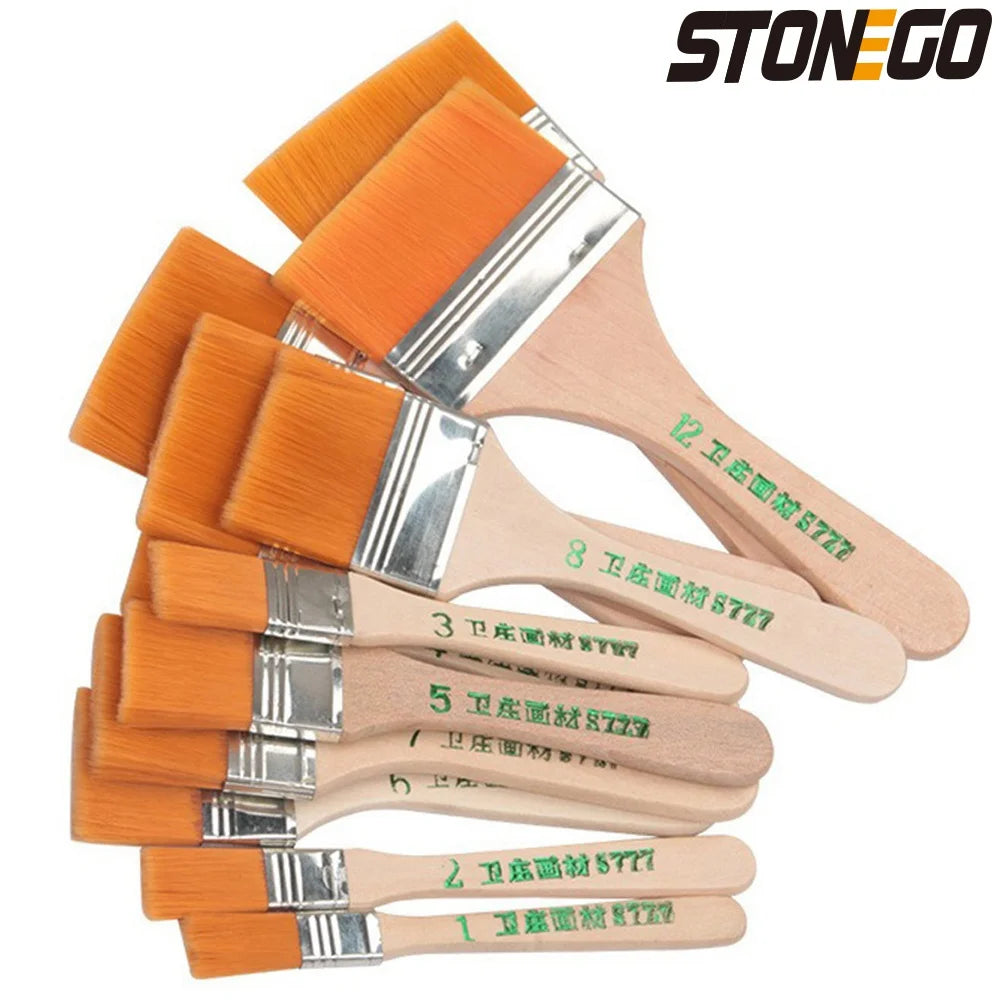 12pcs/set Memory Nylon Paint Brushes Set for Acrylic Oil Drawing Watercolor Wooden Painting Brush Tools Art Supplies Image principale du produit