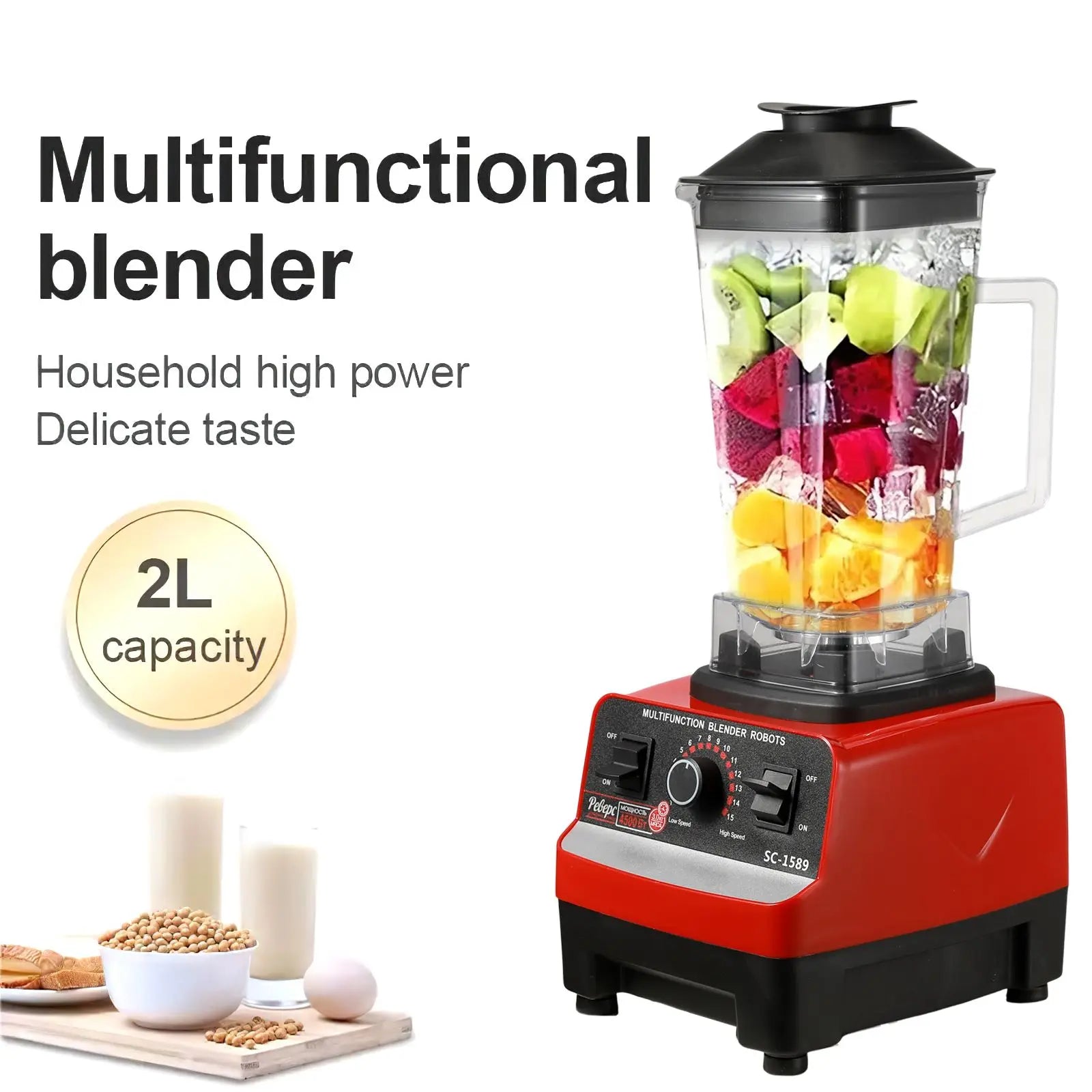 2000W Heavy Duty Commercial Blender Stationary Mixer Food Processor Ice Smoothies for Kitchen High Power Juicer Blender BPA Free Secondary image