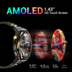 Blackview W90 Pro Smartwatch 1.43" AMOLED Display,Bluetooth Calling,Heart Rate Monitor, 900mAh/ 20Days Standby,Men's Smartwatch