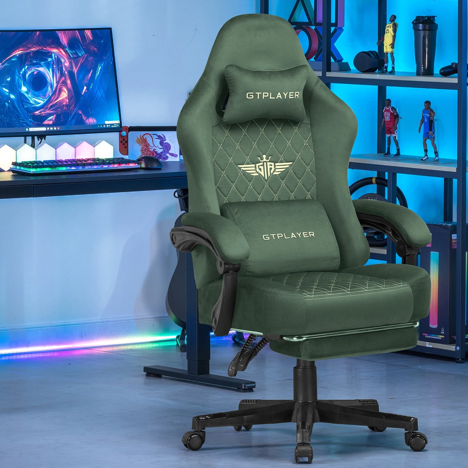 GTPLAYER Gaming chair fabric Gaming Chair Ergonomic office boot PC chair, Adjustable and Rotatable Desk Chair