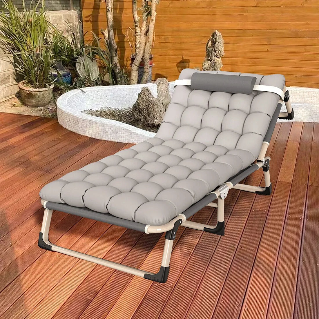 Folding bed for camping and travel, sturdy, foldable, lightweight, for adults, with mattress