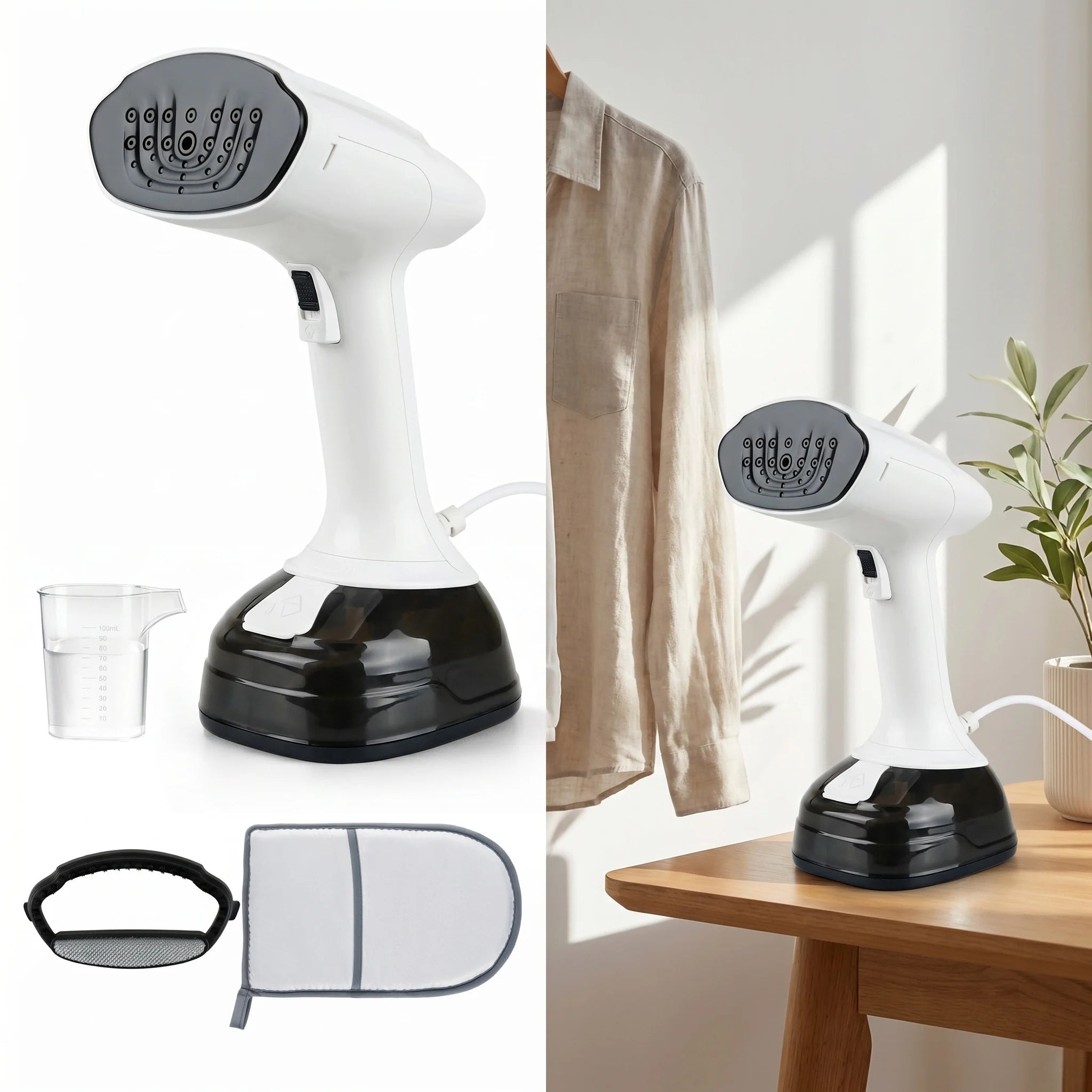 Portable Clothes Steamer 1800W Handheld Steam Iron, 3 Levels Adjustable 25-35g/min, Steam Brush with 400ml Detachable Water Tank, 20s Fast Heating, for Travel & Home, Wrinkle Remover for Clothes