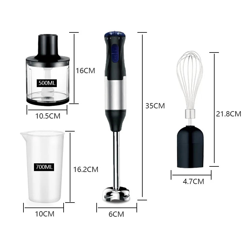 1000W High-Power 4-in-1 Handheld Kitchen Blender Multi-Function Stainless Steel Blender Vegetable and Meat Chopper Whisk and Egg Beater Smoothie and Milkshake Set Baby Food Maker Home Electric Blender, All-in-One Meat Grinder