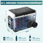 35L compressor cooling box, Car Refrigerator with App, Portable freezer wardrobe for 12V/24V & 220-240V, Cooling Range-20 °C to 20 °C, K