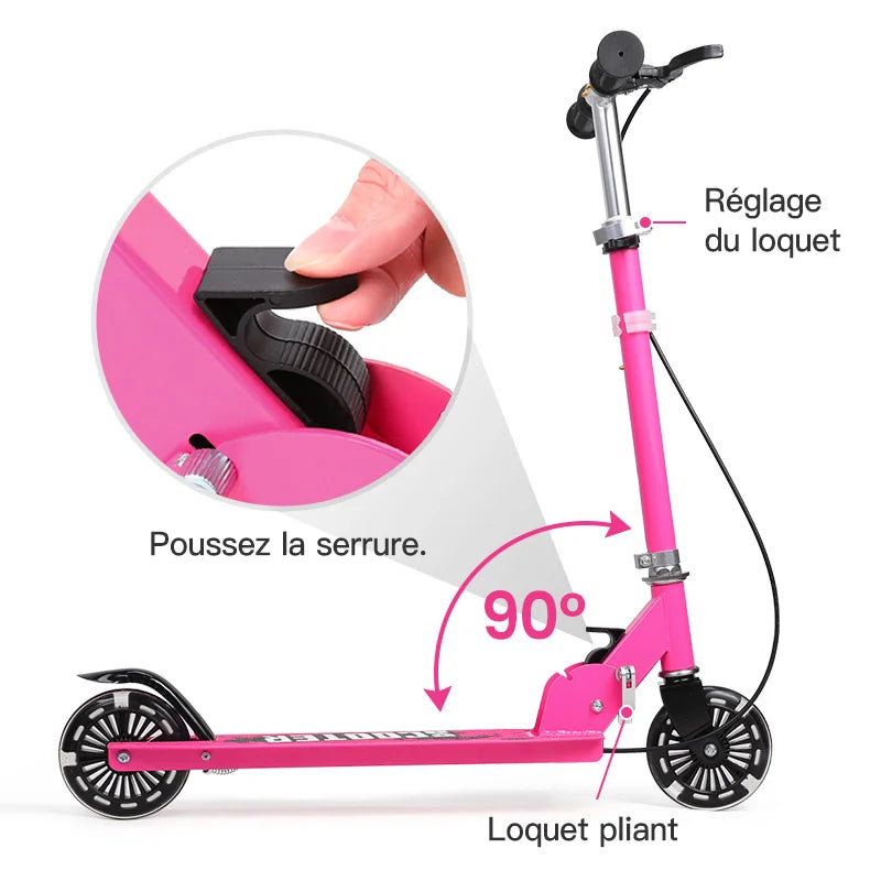Kids E-Scooter with LED Lights & Easy Fold Foldable Kids Swing Scooter,Tri Slider Speeder Push Scooter with Adjustable Handle