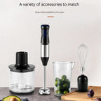 1000W High-Power 4-in-1 Handheld Kitchen Blender Multi-Function Stainless Steel Blender Vegetable and Meat Chopper Whisk and Egg Beater Smoothie and Milkshake Set Baby Food Maker Home Electric Blender, All-in-One Meat Grinder