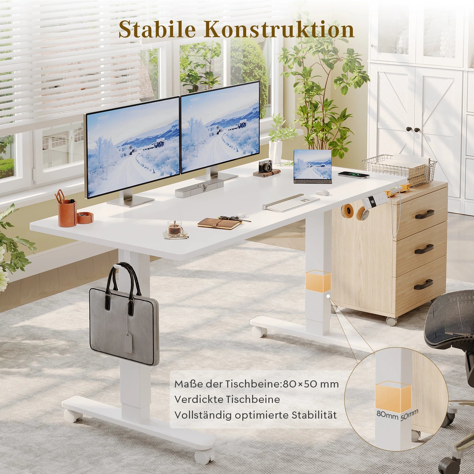 Devoko Electric desk Height Adjustable 140x80 with Roller Type-C Memory Control Anti-Collision Main image