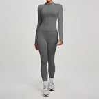 SVEIC Women's Two Piece Tracksuit Yoga Set Long Sleeve Jacket High Waisted Leggings Breathable Gym Clothes For Women Sportswear