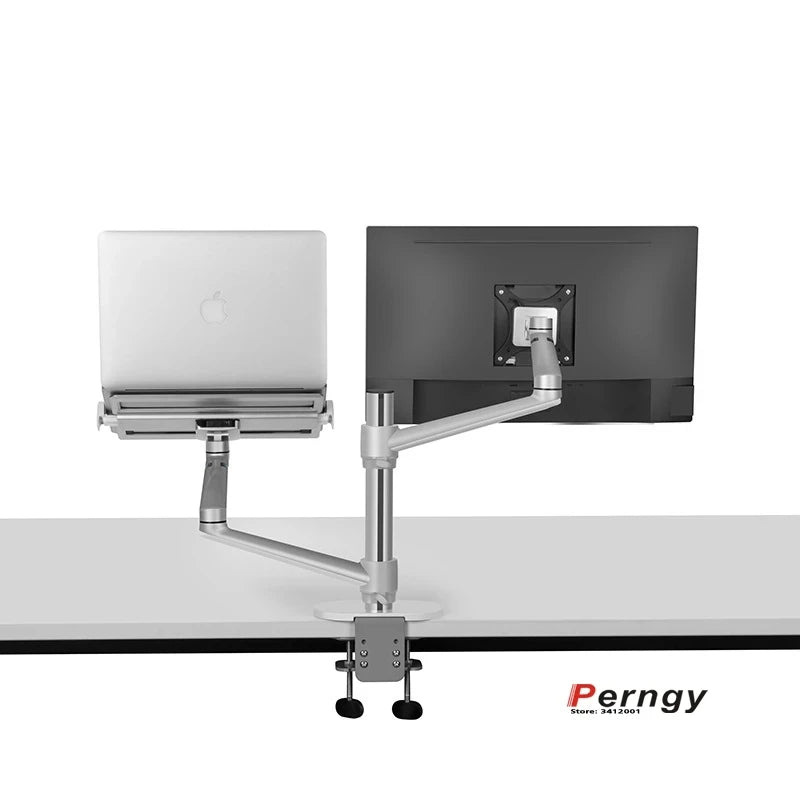OL-3L aluminum silver Ergonomics 10"-17" desk laptop stand 32" monitor desktop bracket computer mount full motion column bar Image principale du produit