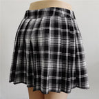 Summer Harajuku Punk Style Plaid Irregular Skirts Women Asymmetrical High Waist Black Skirts Pleated Girls Gothic Half Skirts