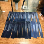 Wholesale Mid Waist Men Straight Jeans Mixed Denim Good Quality Summer Casual Style Washed Craft