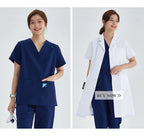 V-neck Medical Uniform Sets for Women Triangle Ring Heather Slim Nursing Outfits Dental Hospital Working Suits 202