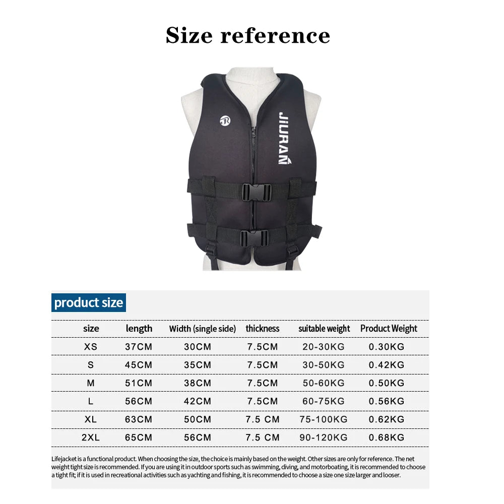 Neoprene Life Jacket for Adult Children New Water Sport Buoyancy Jacket Life Vest Swimming Boating Skiing Driving Vest Drifting