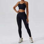 Joyyoung ODM/OEM New Sexy Training Apparel Seamless Ribbed High Impacted Bra Scrunch Shorts Yoga Sets Fitness Sports Clothing
