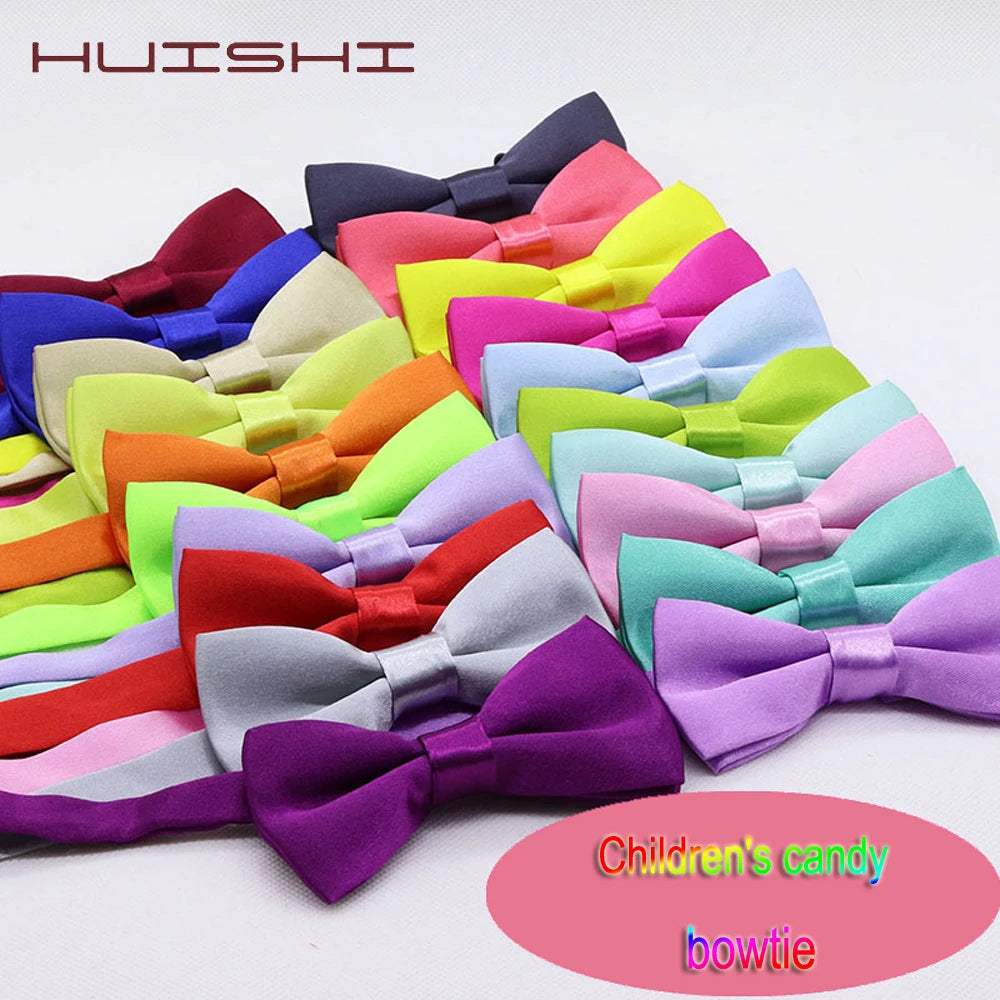 HUISHI 34 Colors Solid Fashion Bowties Groom Kids Formal Colourful Children Cravat Green Marriage Butterfly Wedding Bow ties Image principale du produit