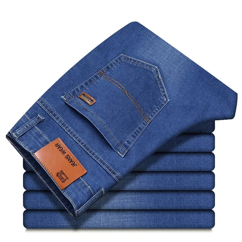 Wholesale Mid Waist Men Straight Jeans Mixed Denim Good Quality Summer Casual Style Washed Craft