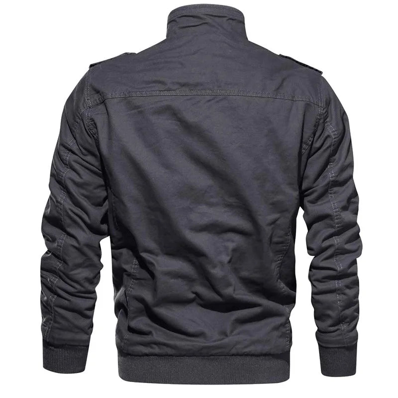 MAGCOMSEN Men's Fleece Jackets Windbreaker Coats Fall Winter Thermal Bomber Jackets Multi-pockets Stand Collar Motorcycle Jacket