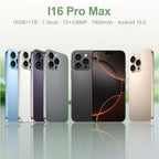 New I16 Pro Max Cross-border Exclusive 5G Phone 7.3" Screen Android 15.0 Dual SIM Overseas Version Direct Sale Source