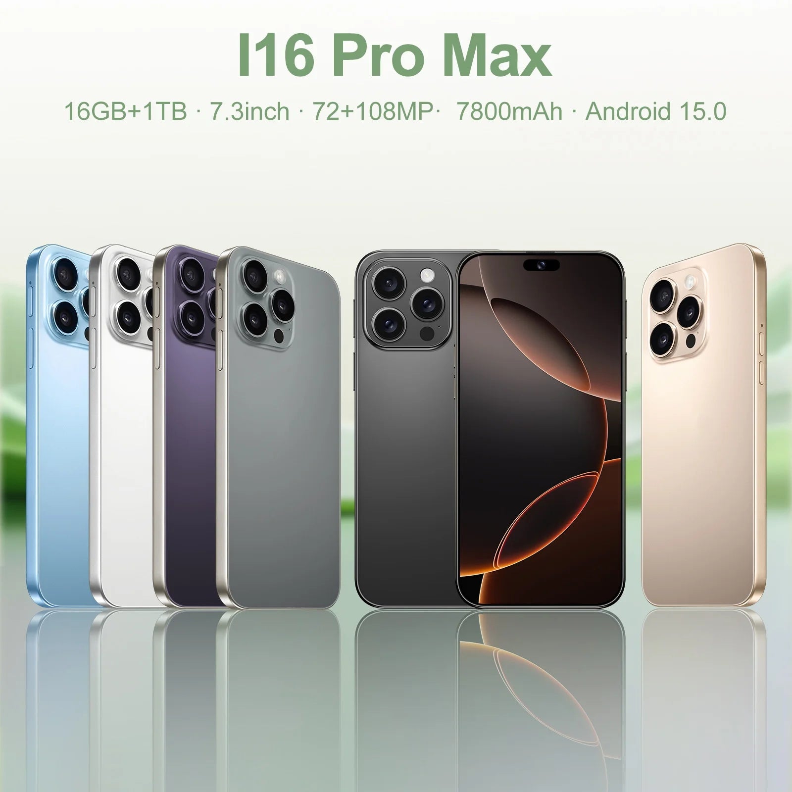 New I16 Pro Max Cross-border Exclusive 5G Phone 7.3" Screen Android 15.0 Dual SIM Overseas Version Direct Sale Source