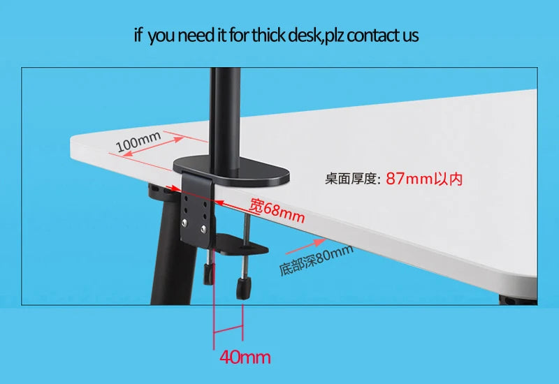 OL-3L aluminum silver Ergonomics 10"-17" desk laptop stand 32" monitor desktop bracket computer mount full motion column bar