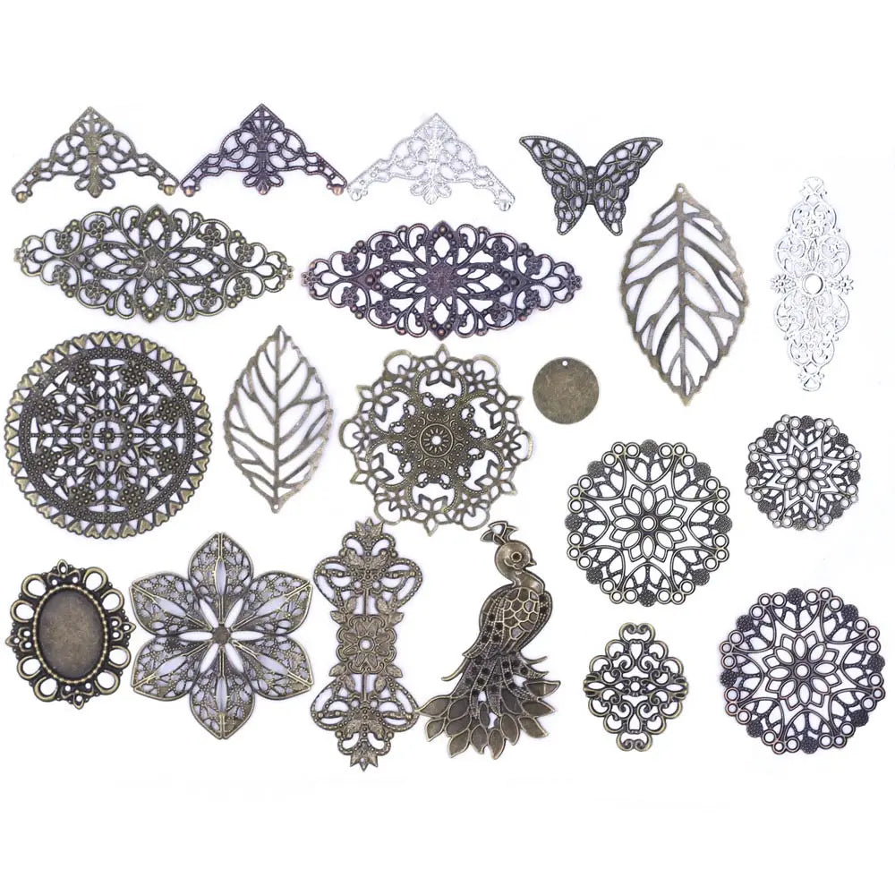 10Pcs Connectors Pendants Butterfly Filigree Flower Wraps Metal Crafts For Embellishments Scrapbooking Jewelry DIY Accessories Image principale du produit