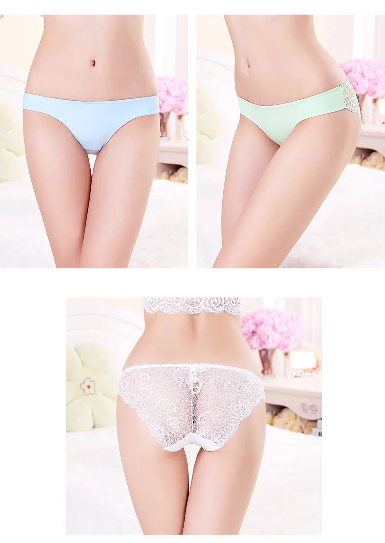 Woman Lace Panties Sexy Transparent Panty Low-Rise Cotton crotch Briefs Plus Size Ladies Underwear Intimates New Hot Sale