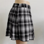Summer Harajuku Punk Style Plaid Irregular Skirts Women Asymmetrical High Waist Black Skirts Pleated Girls Gothic Half Skirts