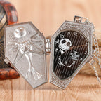 Retro Skull Punk Chain Necklace Quartz Pocket Watch Jack Pendant Retro Bronze Jewelry Fob Necklace Watches for Men Women Kids