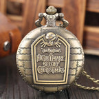 Retro Skull Punk Chain Necklace Quartz Pocket Watch Jack Pendant Retro Bronze Jewelry Fob Necklace Watches for Men Women Kids