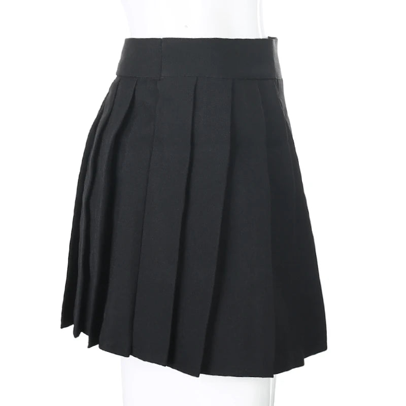 Summer Harajuku Punk Style Plaid Irregular Skirts Women Asymmetrical High Waist Black Skirts Pleated Girls Gothic Half Skirts