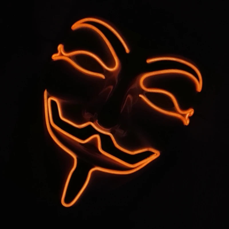 V For Vendetta Mask Cosplay Guy Fawkes Hacker Glowing Mask For Halloween Carnival  Decor Props