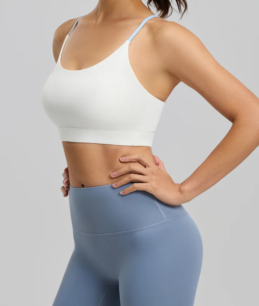 Six-string Cross Back Sports Bra for Women-summer  Thin Style Spandex/Polyester UV protection Suitable for Yoga Fitness