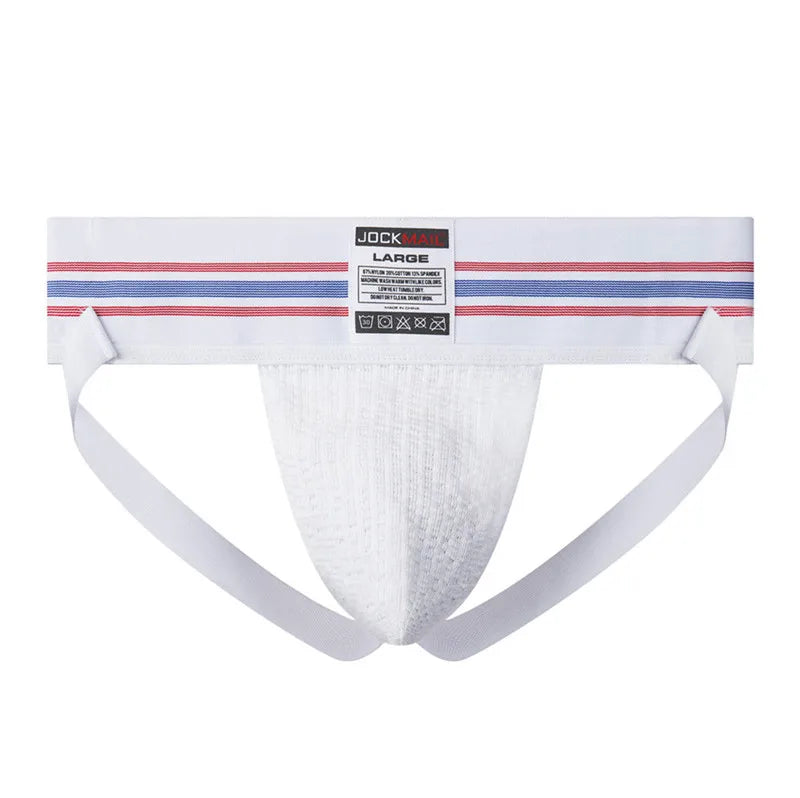 JOCKMAIL sexy men underwear jockstrap homme mens jockstrap underwear man thong jockstrap gay jock strap cotton Breathable white