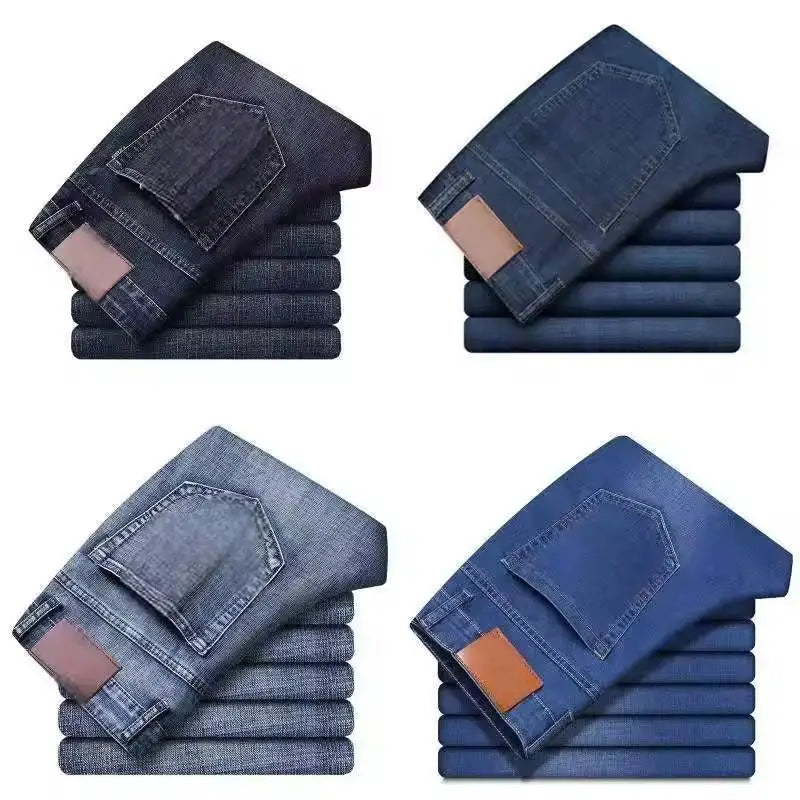 Wholesale Mid Waist Men Straight Jeans Mixed Denim Good Quality Summer Casual Style Washed Craft