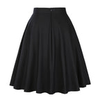 Women's Runway Cotton Retro Vintage Skirt Black Faldas High Waist A Line Rockabilly Jupe 50s Swing Umbrella Skirts Pin Up Skater