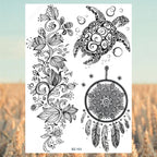 Lotus Henna Mandala Chest Temporary Tattoos For Women Underboob Adult Butterfly Turtle Lion Fake Tattoo Sexy Waterproof Tatoos